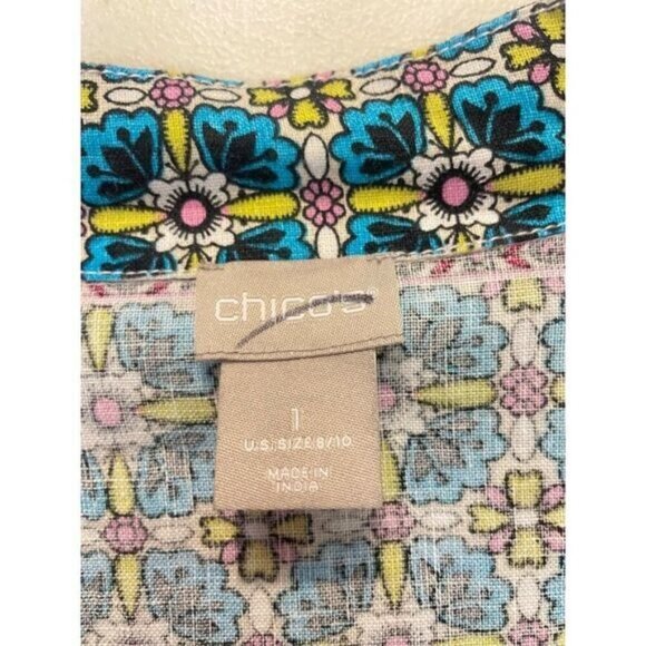 Chico's Patchwork Linen Duster Jacket 1 Medium - Picture 6 of 6